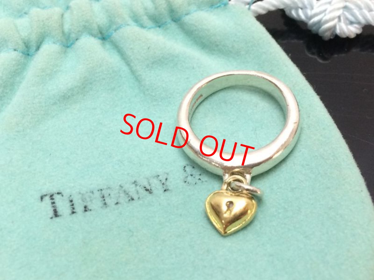 Photo1: Auth TIFFANY & Co. 925 Silver 750 Gold Heart motif Ring US size 5.25 8H220940n (1)