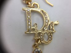 Photo3: Auth Dior Gold tone DR logo Stone "DIOR" motif Piercing Earrings 1A260480n" (3)