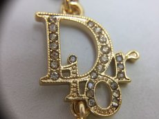 Photo4: Auth Dior Gold tone DR logo Stone "DIOR" motif Piercing Earrings 1A260480n" (4)