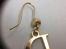 Photo8: Auth Dior Gold tone DR logo Stone "DIOR" motif Piercing Earrings 1A260480n" (8)