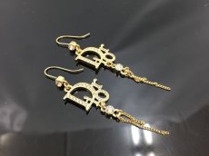 Photo1: Auth Dior Gold tone DR logo Stone "DIOR" motif Piercing Earrings 1A260480n" (1)