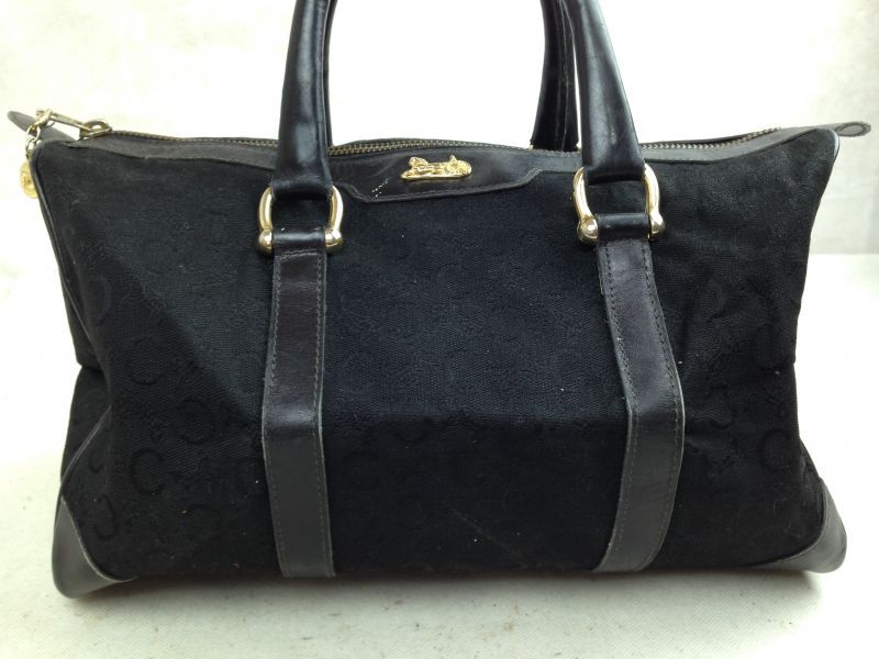 Auth Celine mini Boston Bag Canvas Black hand bag purse 5D213230 - Tokyo  Vintage Store