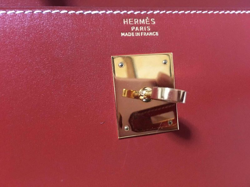 Hermès Kelly 32 handbag strap in beigei canvas and white box calf leather,  GHW at 1stDibs